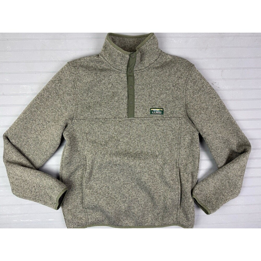 L L Bean Size M Mens Pullover Snap Front Pocket Sweater Fleece Slightly Fitted